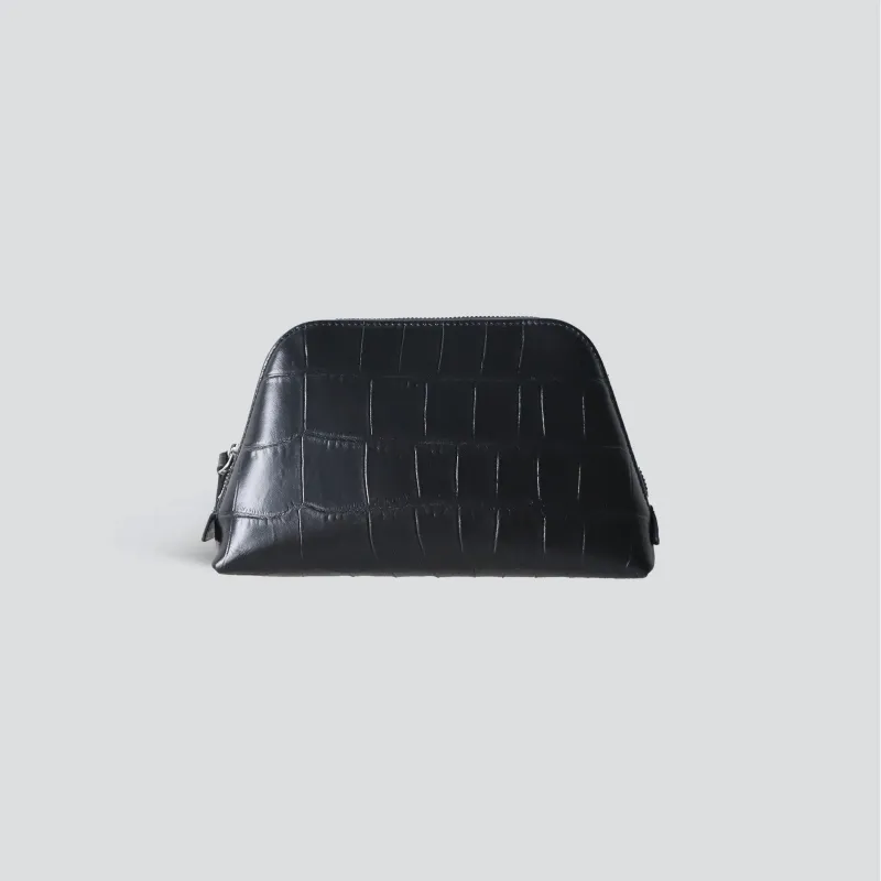 Makeup Bag - soft croco black sold by Kaai nv