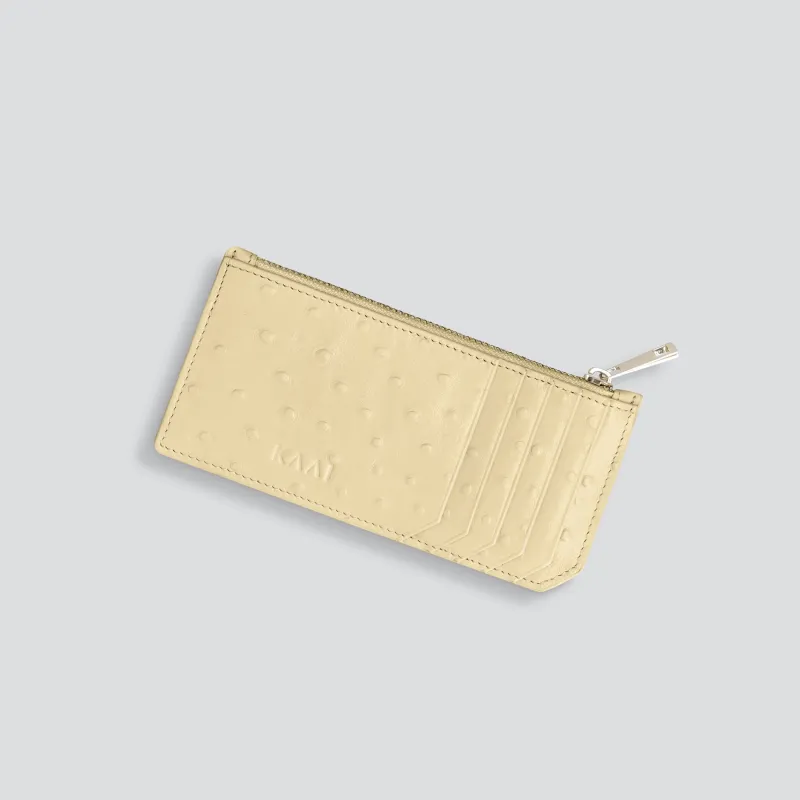 Cardholder - ostrich butter yellow made by Kaai nv