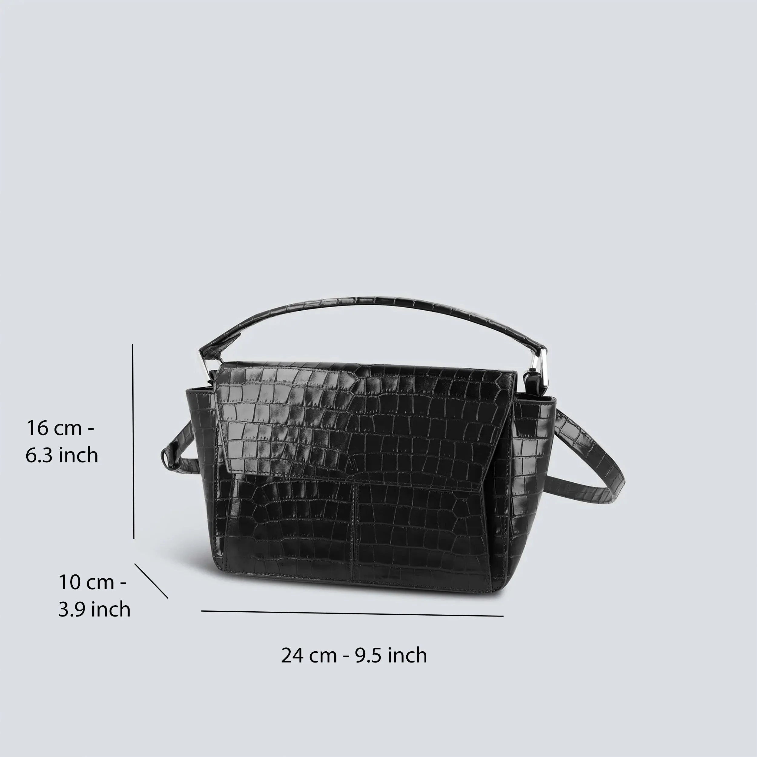 Ikon Shoulder Bag - croco black sold by Kaai nv product image thumbnail 4