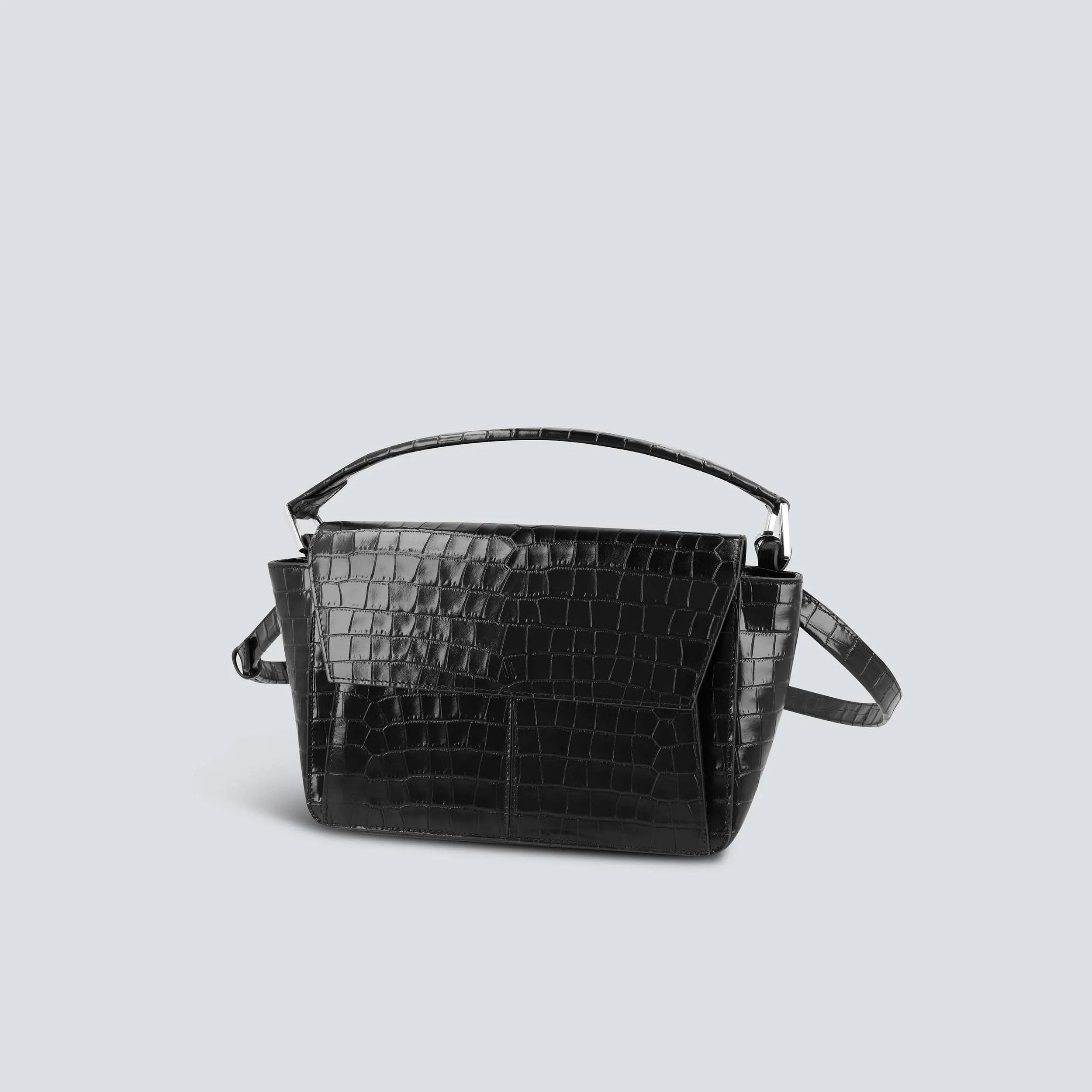 Ikon Shoulder Bag - croco black sold by Kaai nv