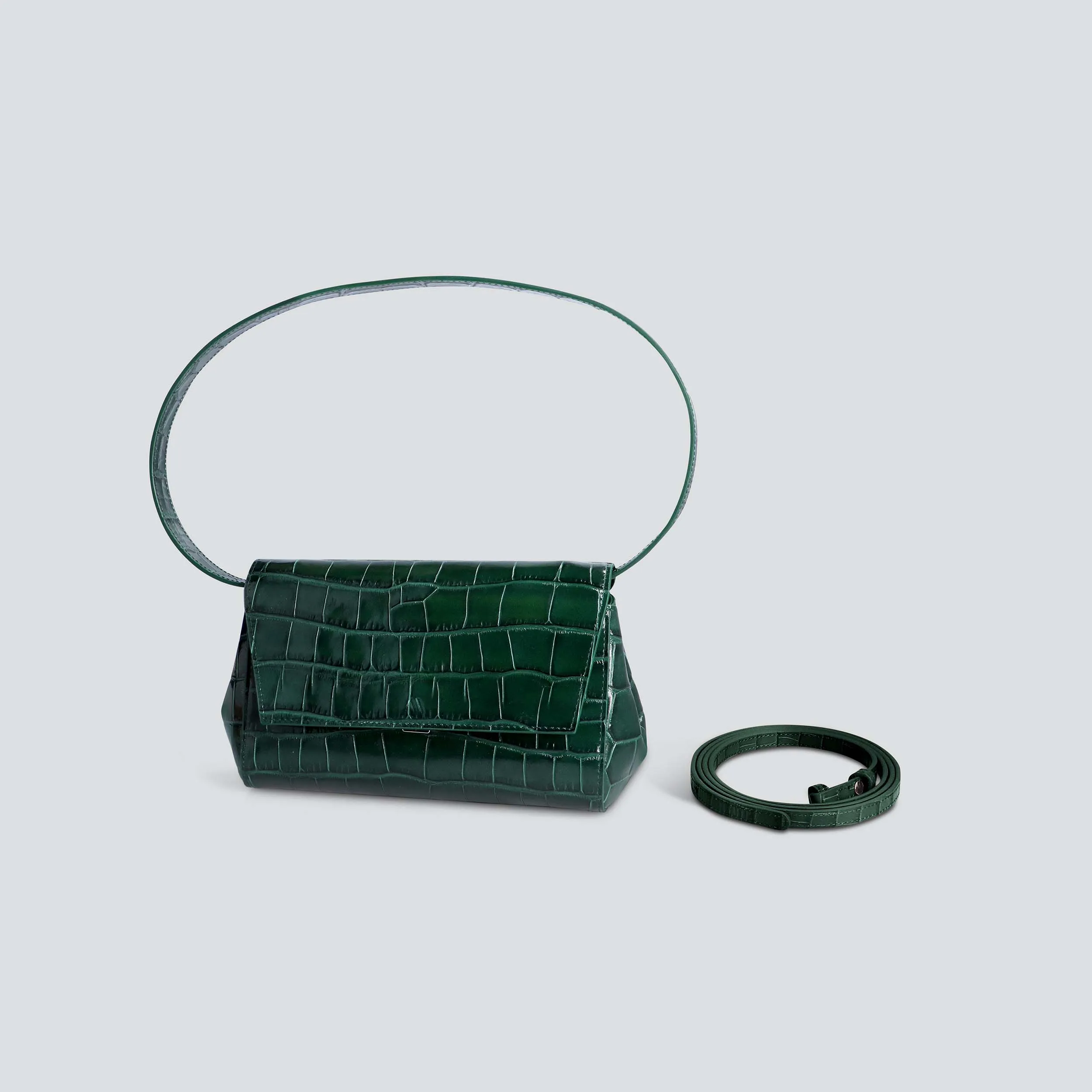 Ikon Clutch - croco pine green sold by Kaai nv