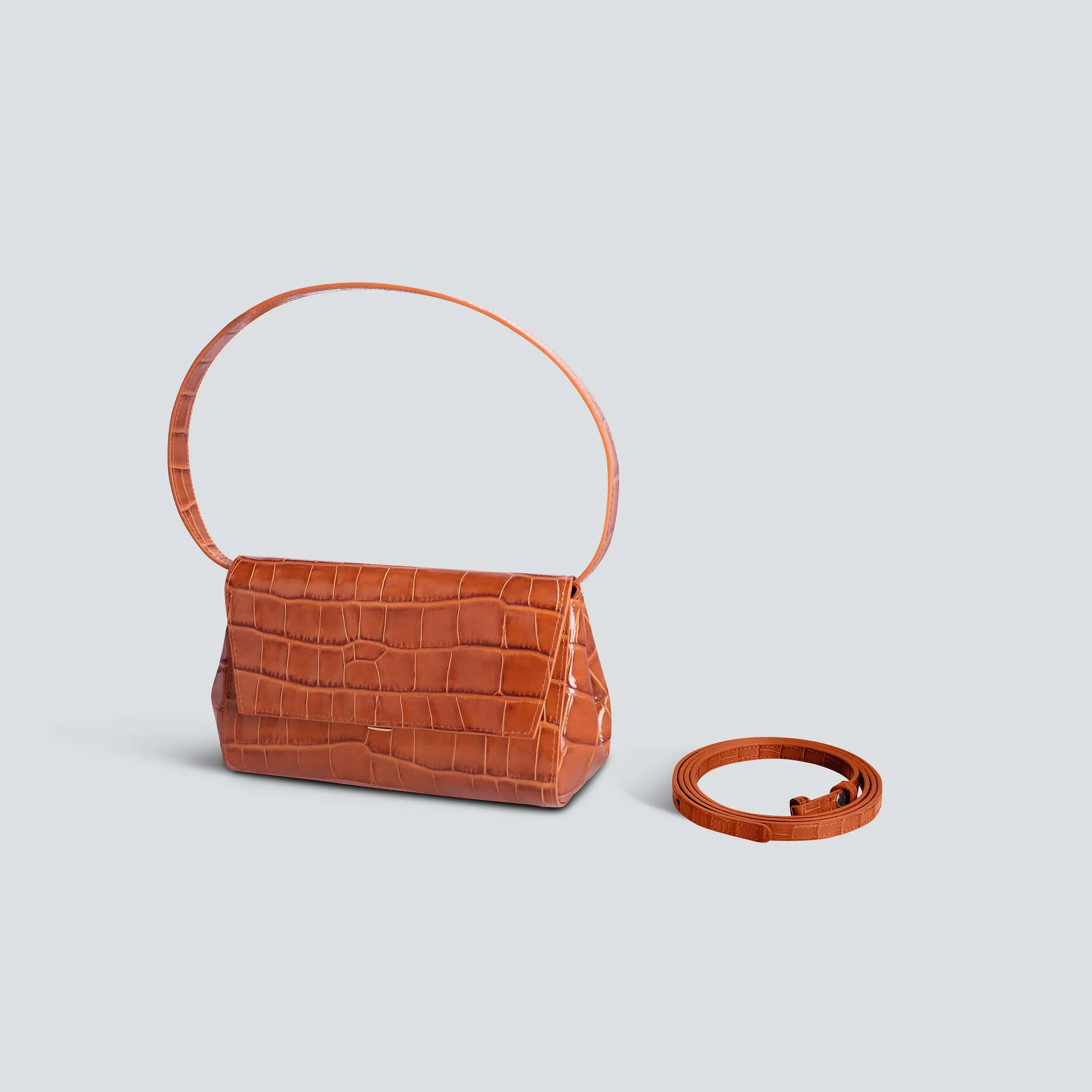 Ikon Clutch - croco maple brown sold by Kaai nv