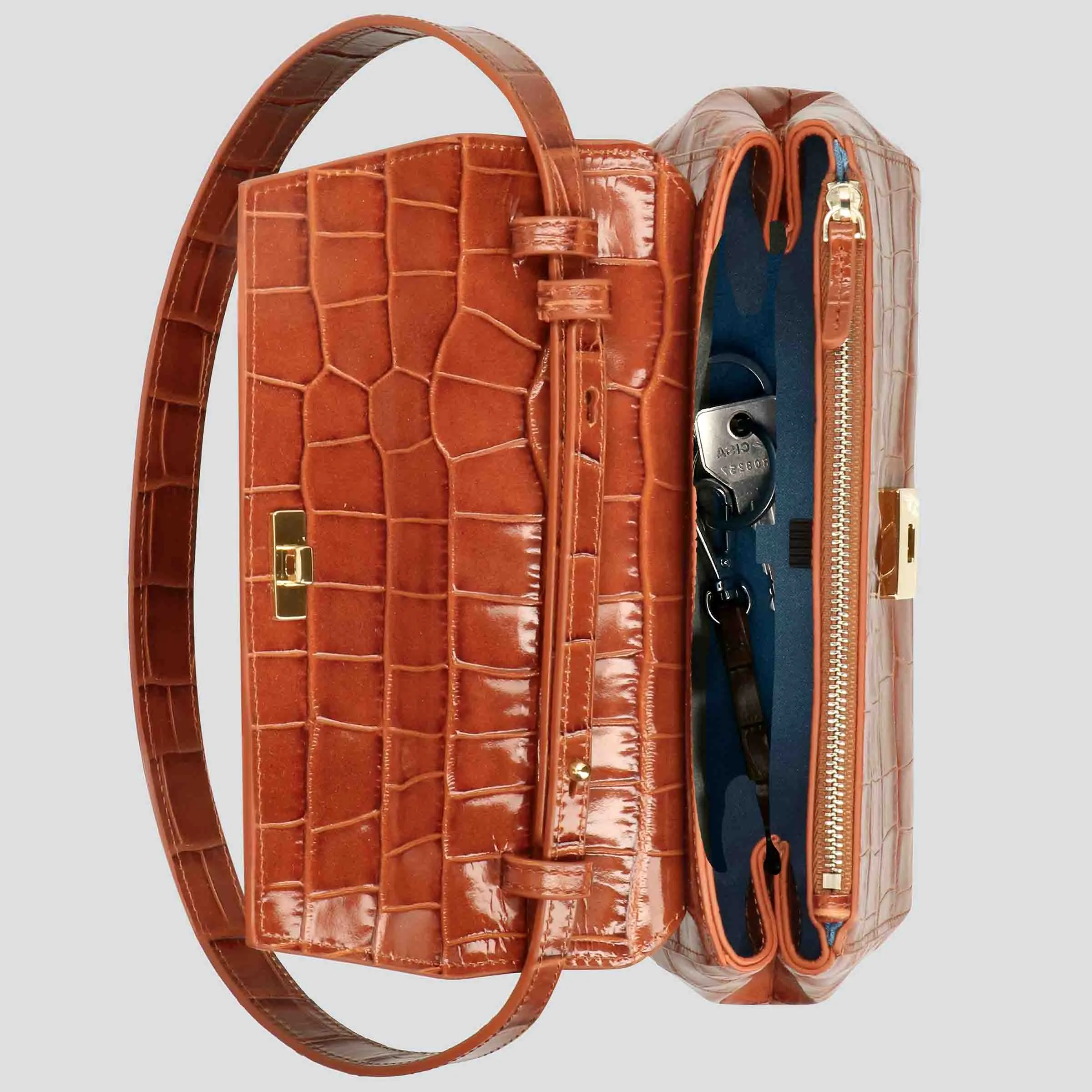 Ikon Clutch - croco maple brown sold by Kaai nv product image thumbnail 3