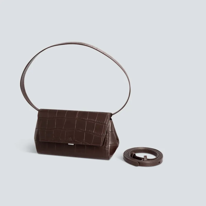 Ikon Clutch - soft croco espresso sold by Kaai nv