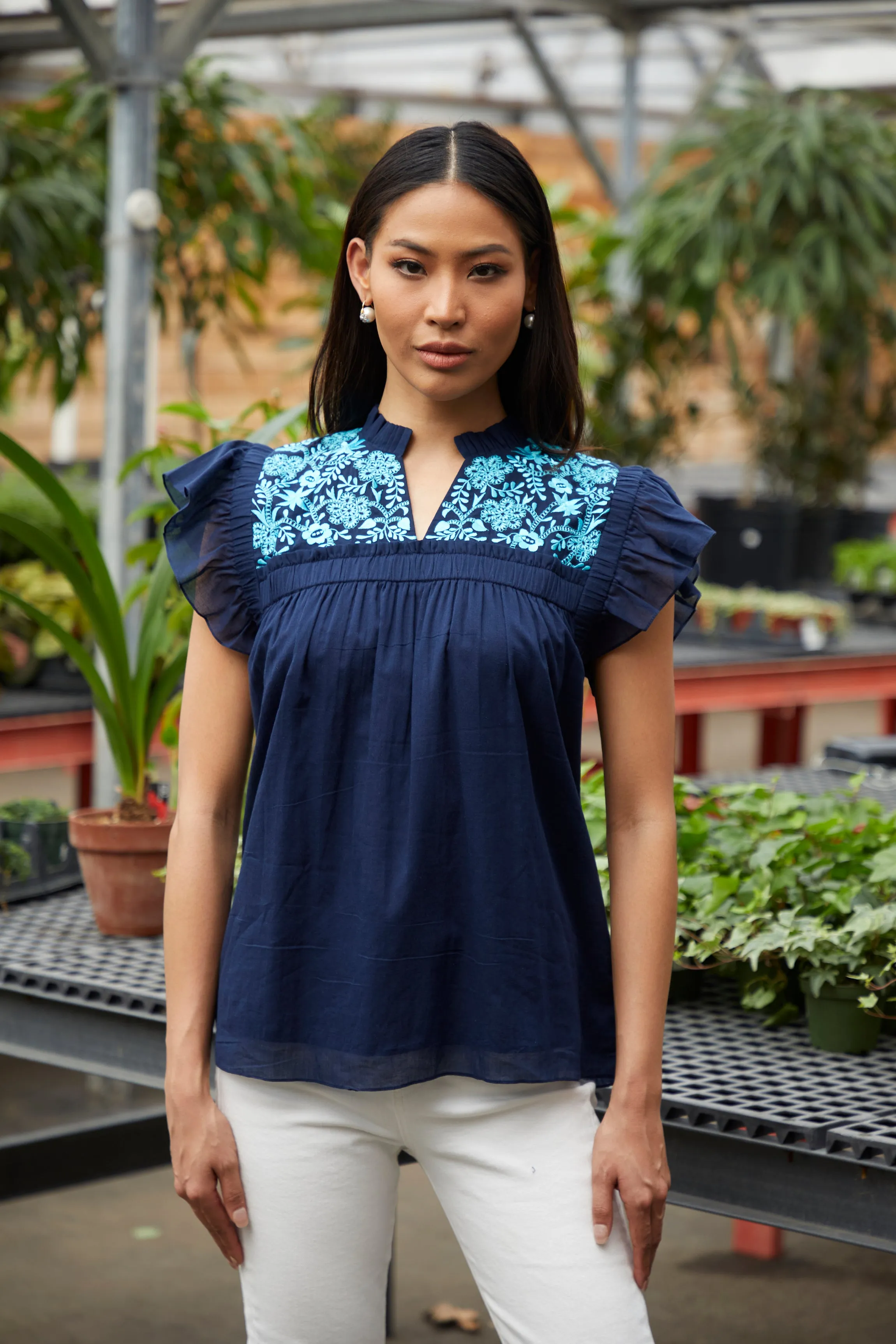 Talia Embroidered Cotton Blouse sold by Rungolee product image thumbnail 3
