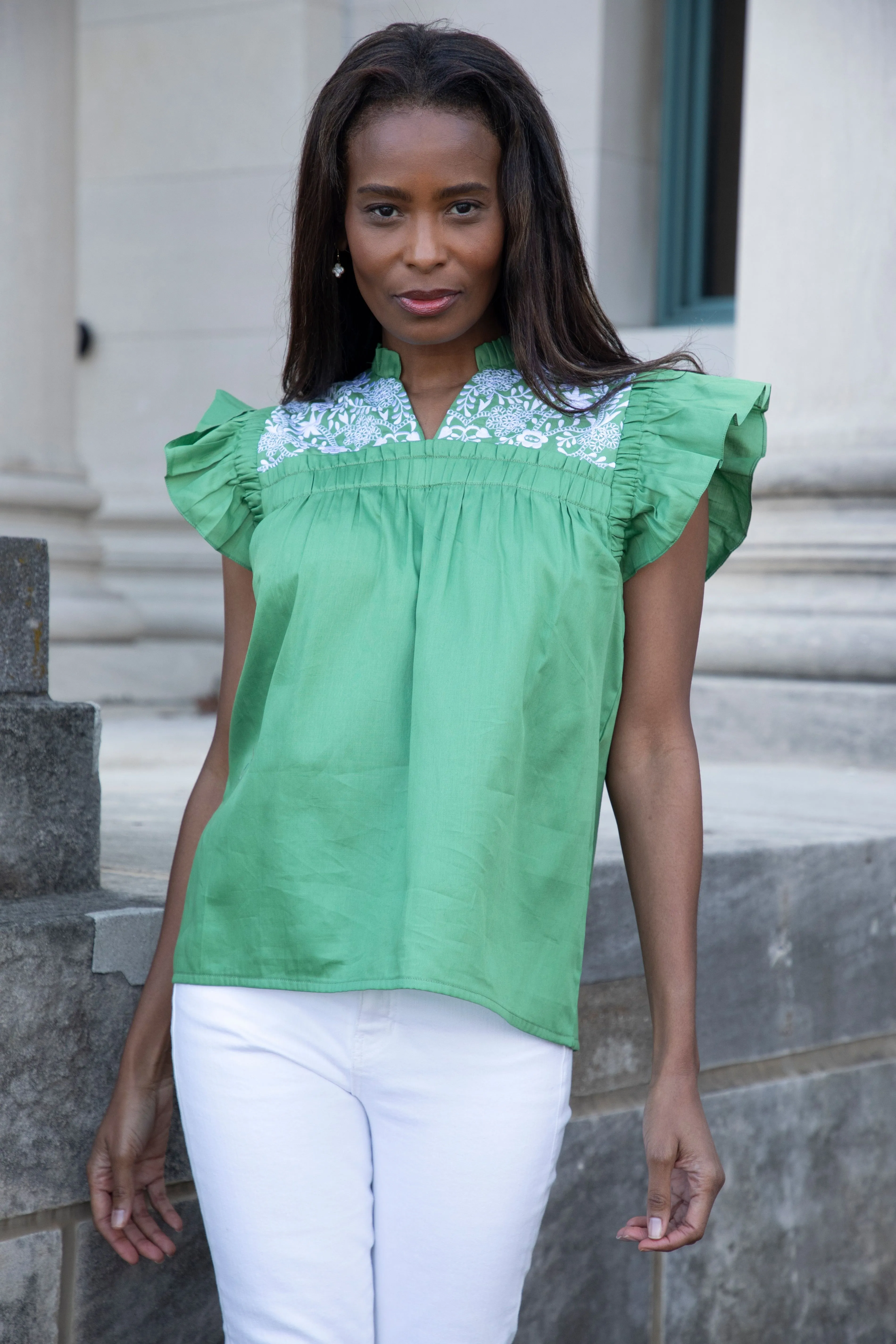 Talia Embroidered Cotton Blouse sold by Rungolee