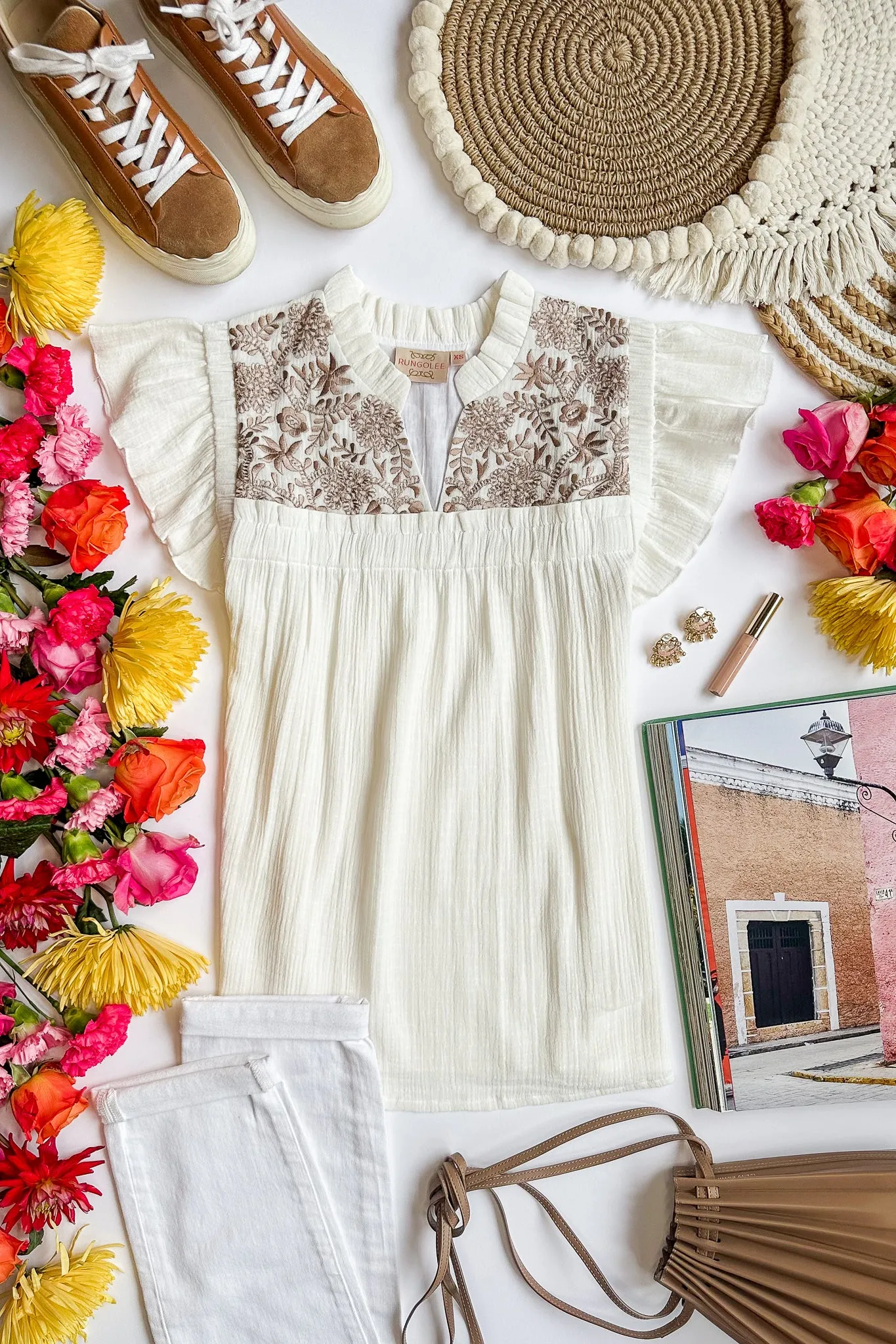 Talia Embroidered Cotton Blouse sold by Rungolee product image thumbnail 2