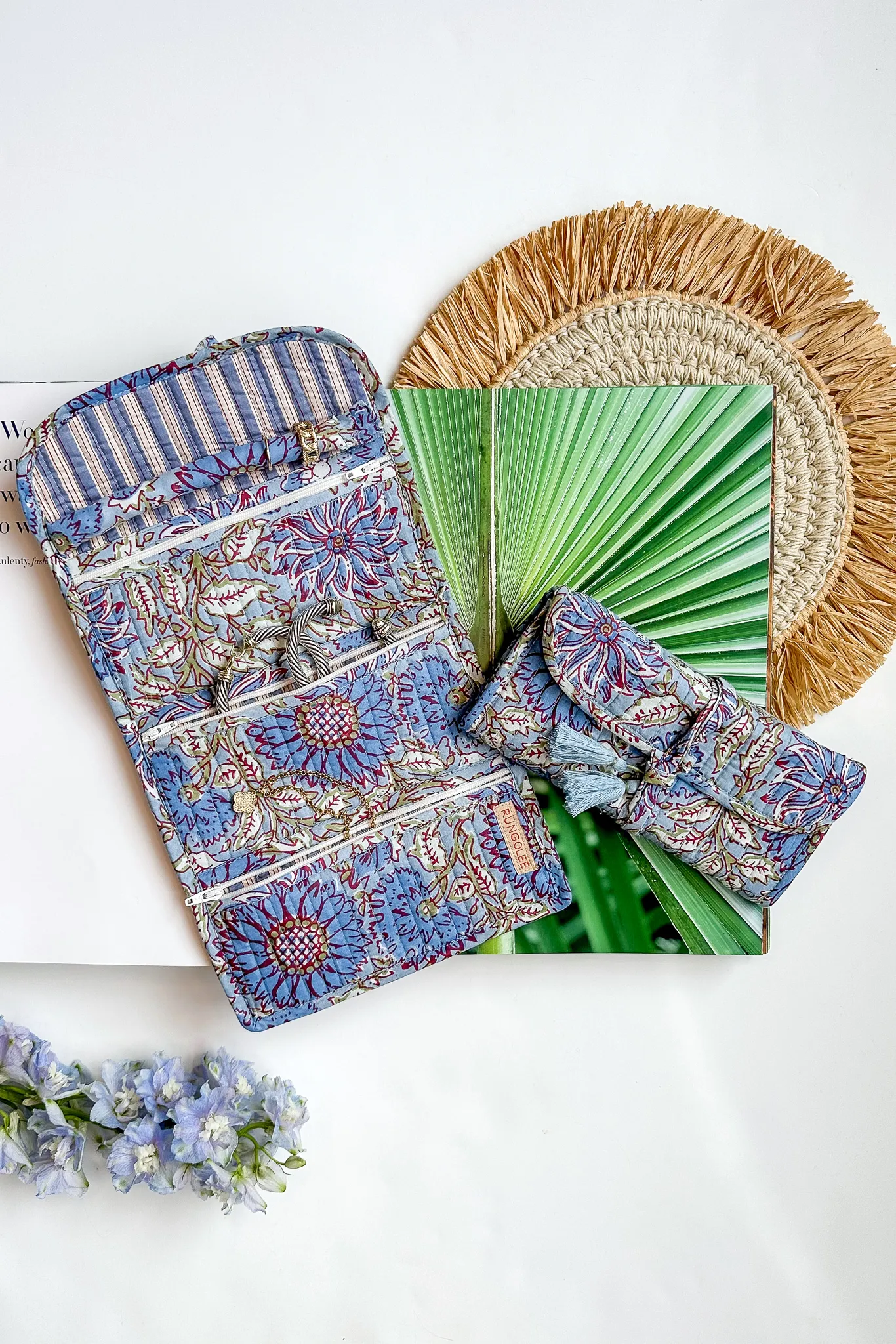 Block Print Folding Jewelry Bag sold by Rungolee product image thumbnail 3