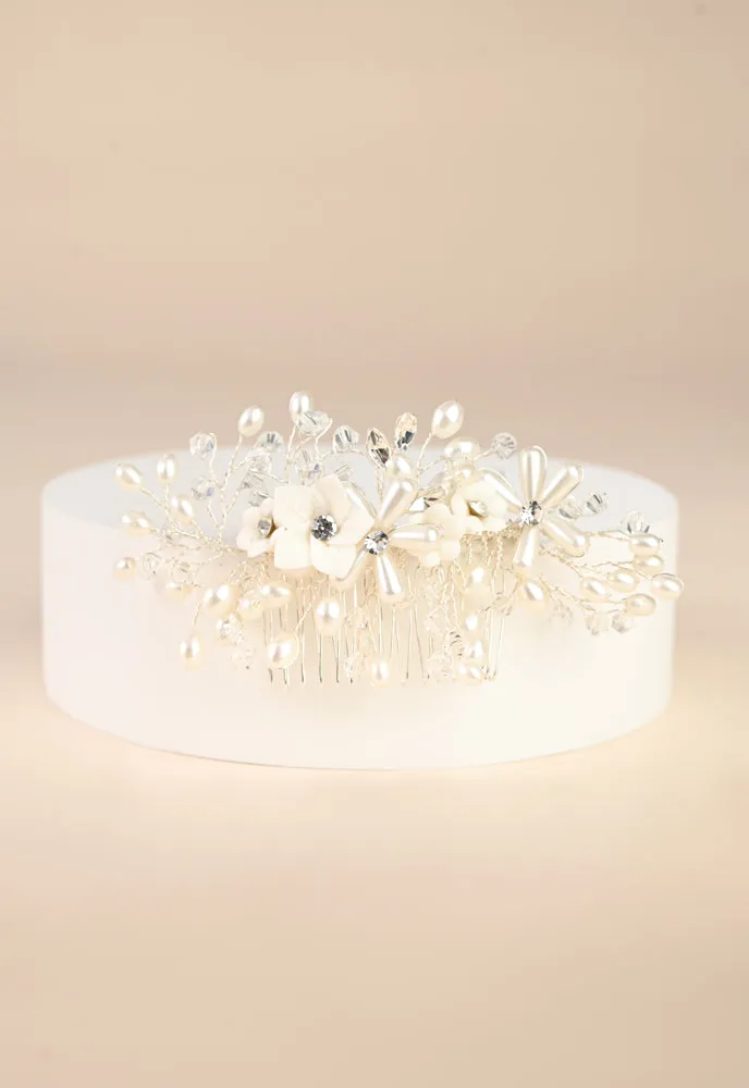 Pearl Blossom Dainty Flower and Crystal Comb sold by Starfish Project product image thumbnail 4