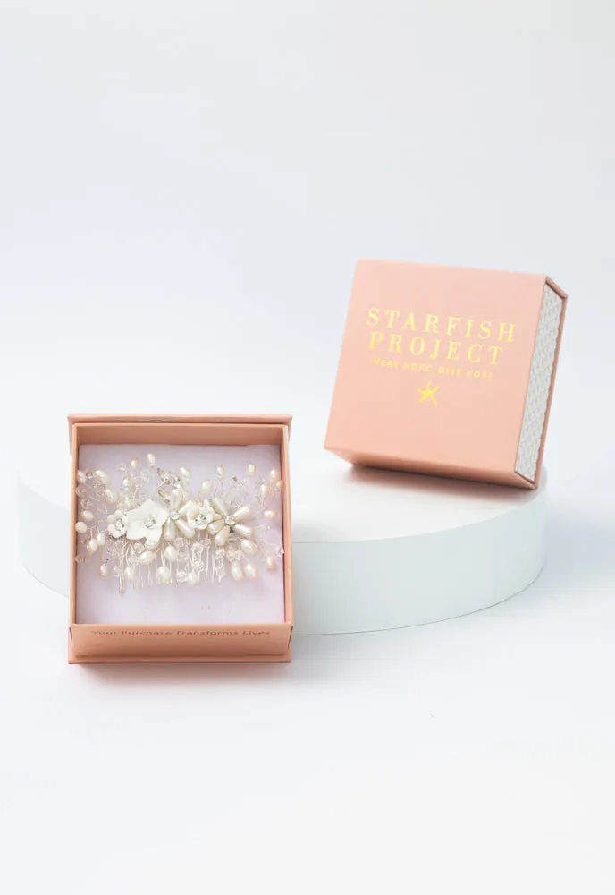 Pearl Blossom Dainty Flower and Crystal Comb sold by Starfish Project product image thumbnail 3