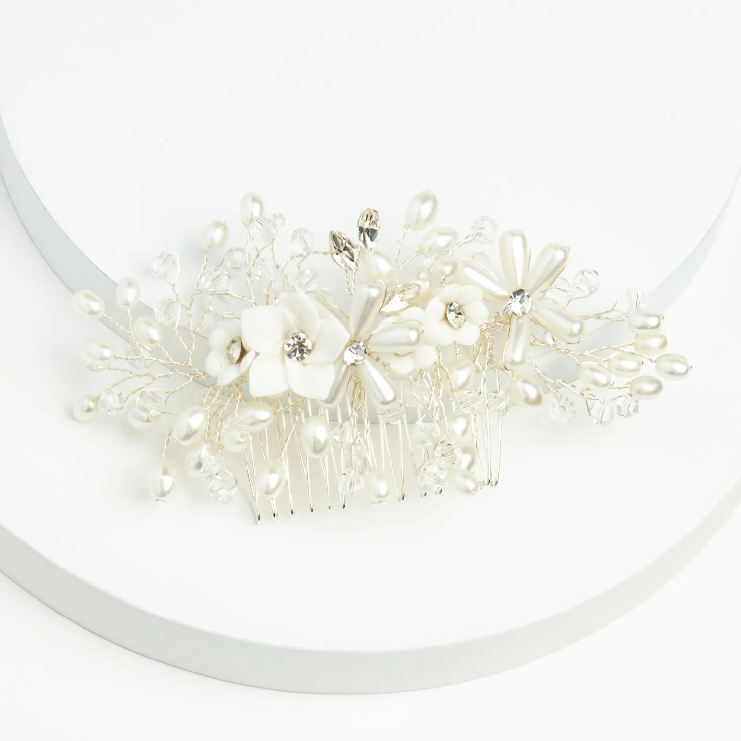 Pearl Blossom Dainty Flower and Crystal Comb sold by Starfish Project