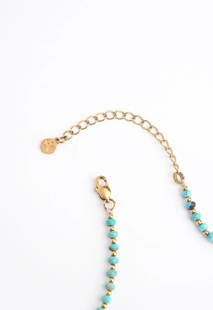 Turquoise Beaded Necklace with 3 Initial Charms sold by Starfish Project product image thumbnail 5