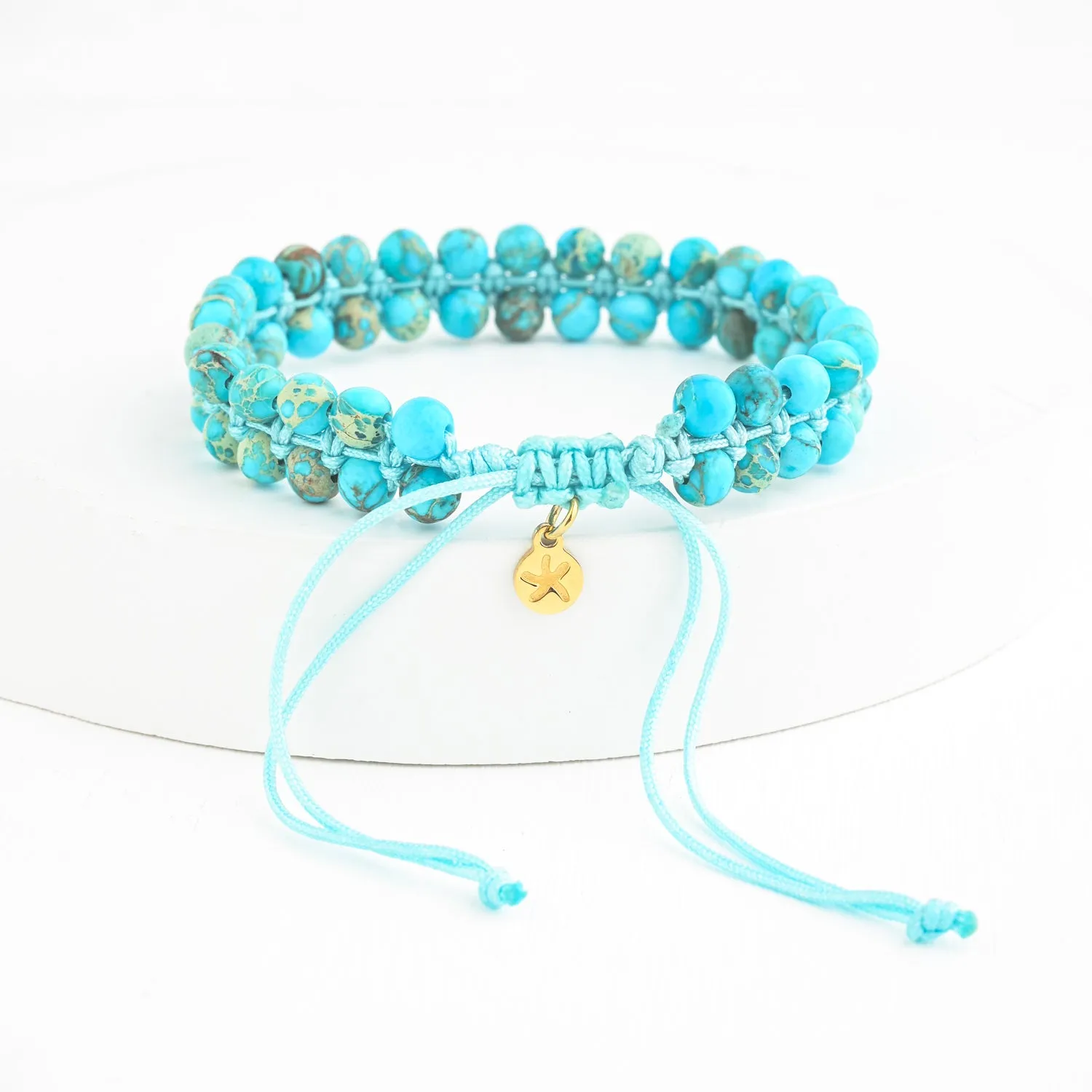 Wear Blue Handwoven Beaded Bracelet in Turquoise sold by Starfish Project