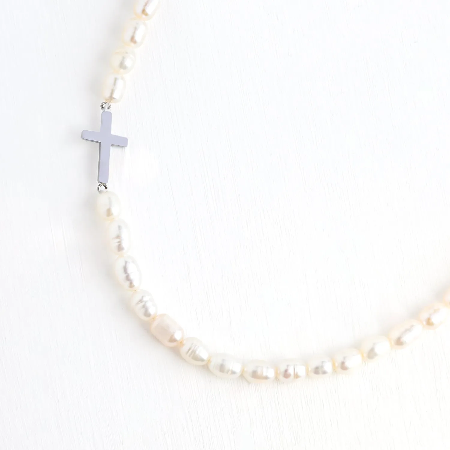 Faithful Pearl Necklace in Silver sold by Starfish Project