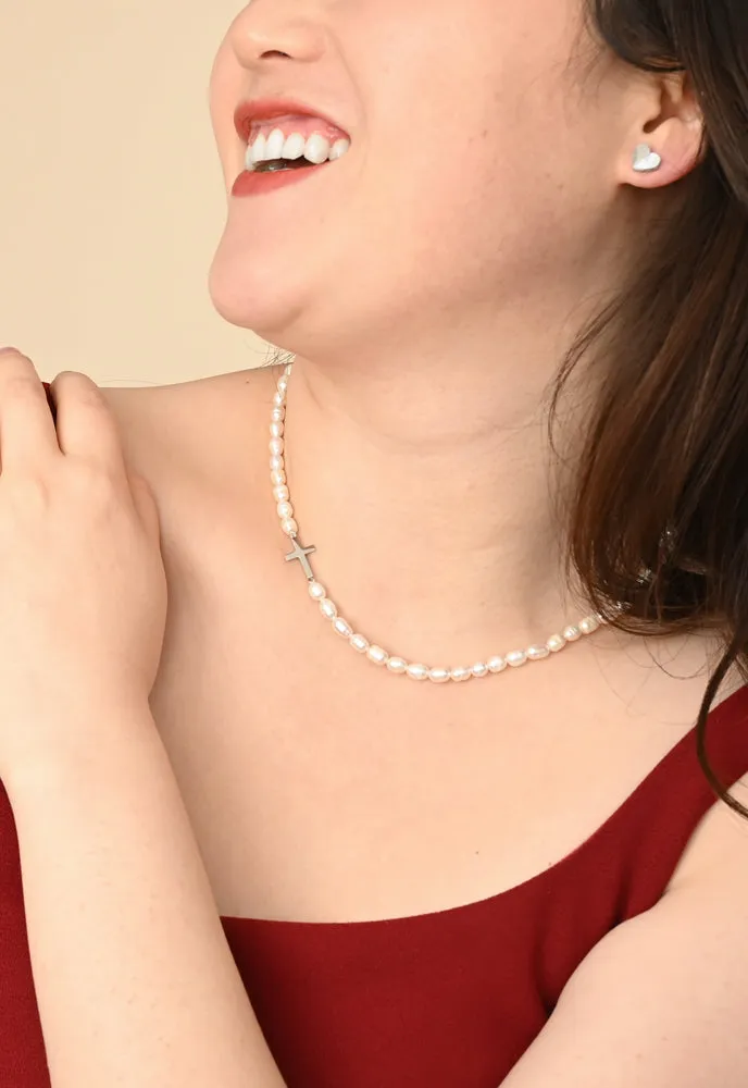 Faithful Pearl Necklace in Silver sold by Starfish Project product image thumbnail 3