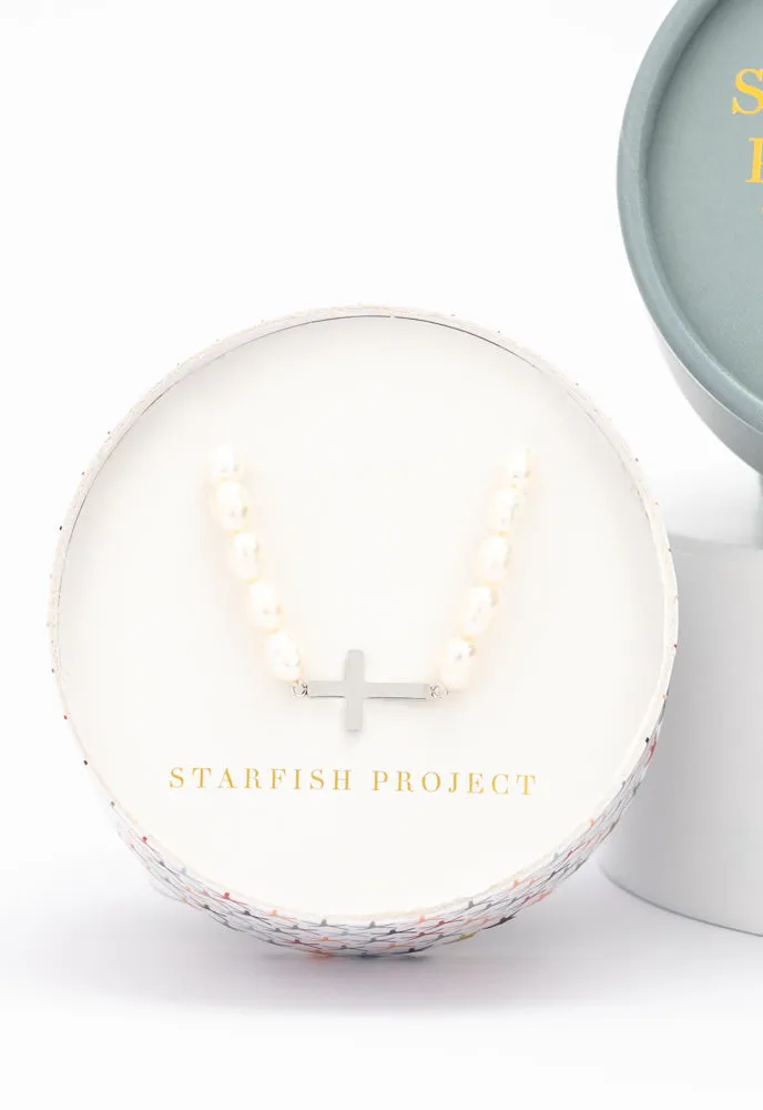 Faithful Pearl Necklace in Silver sold by Starfish Project product image thumbnail 4