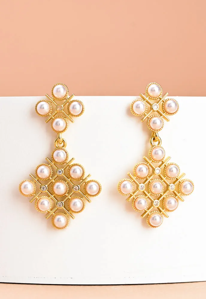 Lattice Pearl and Zircon Earrings sold by Starfish Project product image thumbnail 4