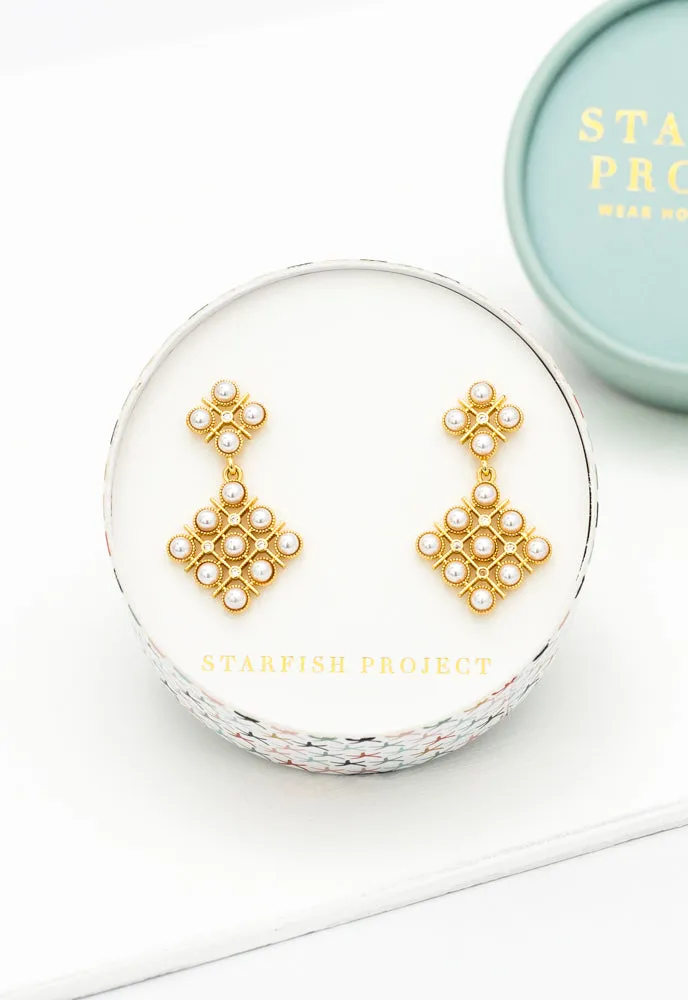 Lattice Pearl and Zircon Earrings sold by Starfish Project product image thumbnail 3