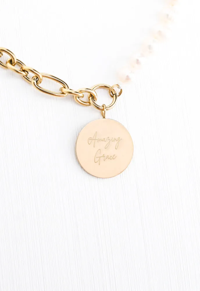 Amazing Grace Pearl & Chain Necklace sold by Starfish Project