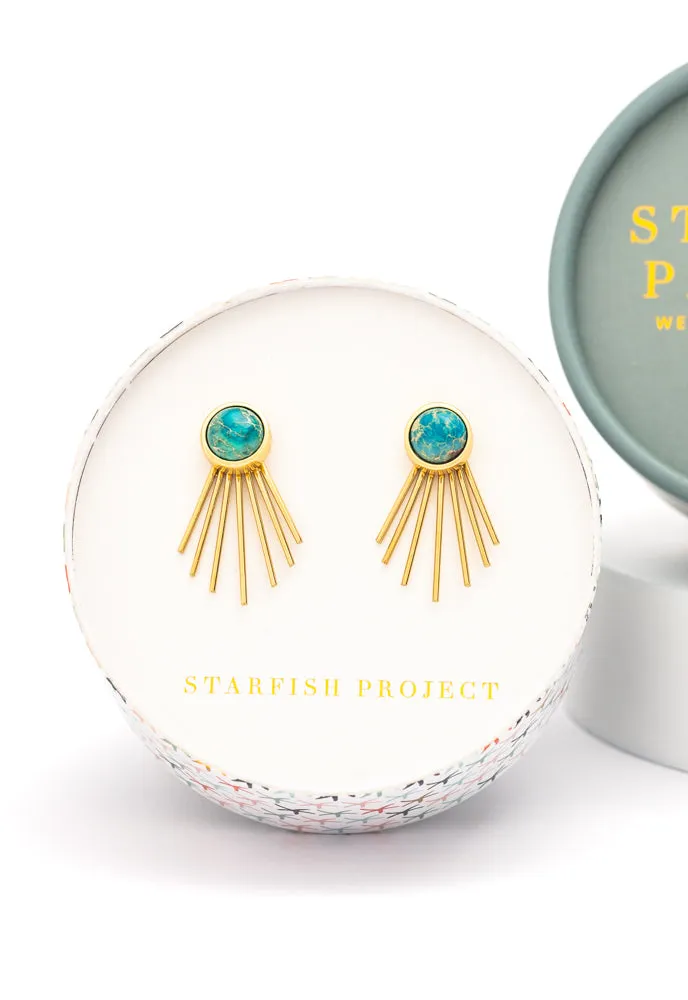 Caroline Emperor Stone Stud & Fringe Earrings sold by Starfish Project product image thumbnail 3