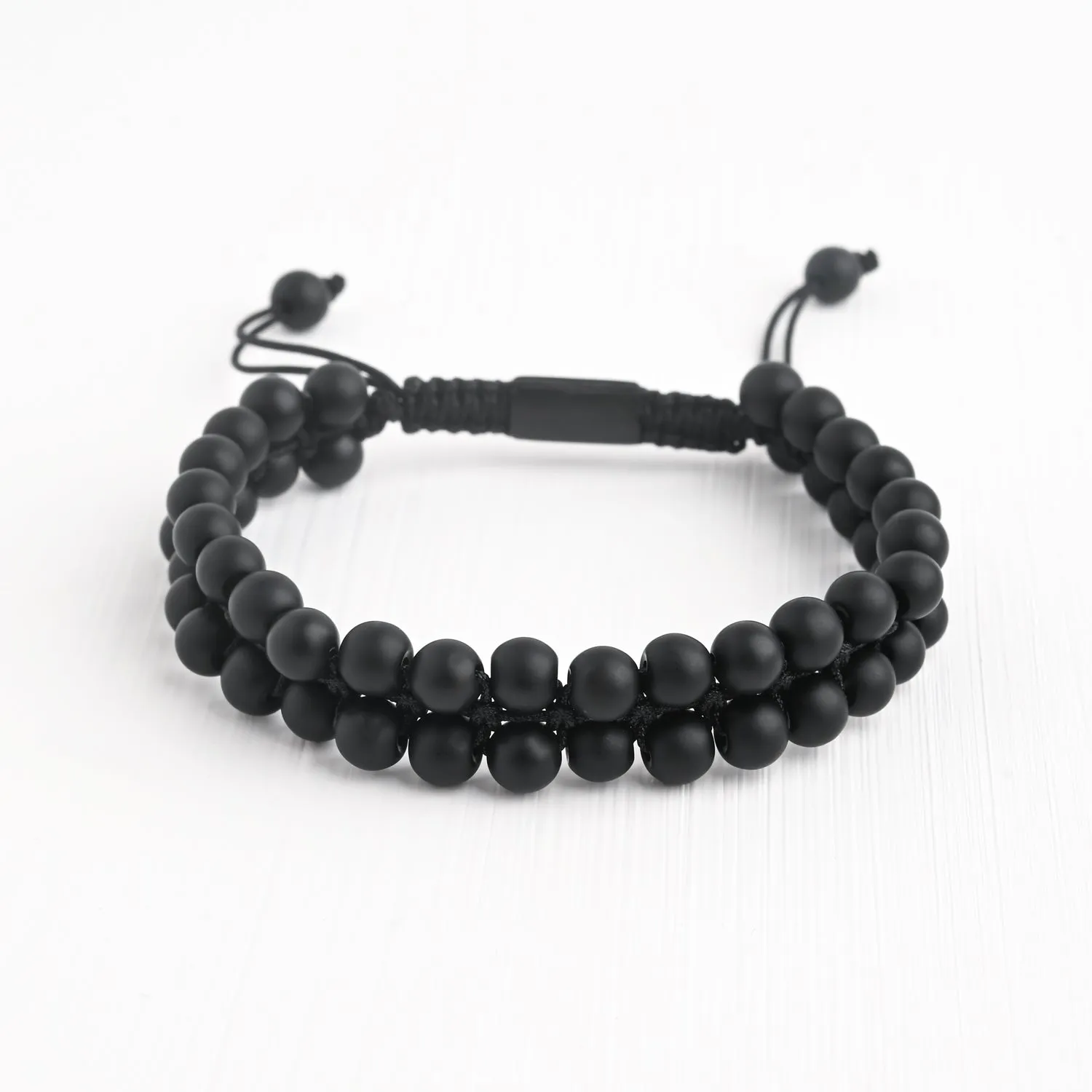 Helix Matte Black Agate Rope Beaded Bracelet sold by Starfish Project