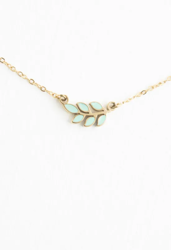 Rowen Leaf Necklace in Mint sold by Starfish Project