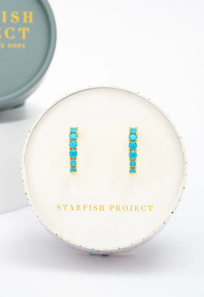 Shine Hoops in Aquamarine Zircon sold by Starfish Project product image thumbnail 3