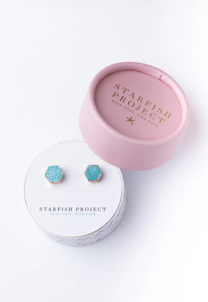 Natalie Turquoise Hexagon Stud Earrings sold by Starfish Project product image thumbnail 4