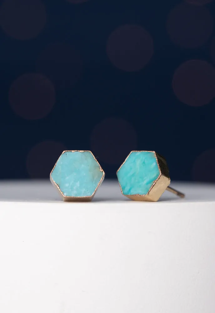 Natalie Turquoise Hexagon Stud Earrings sold by Starfish Project product image thumbnail 5