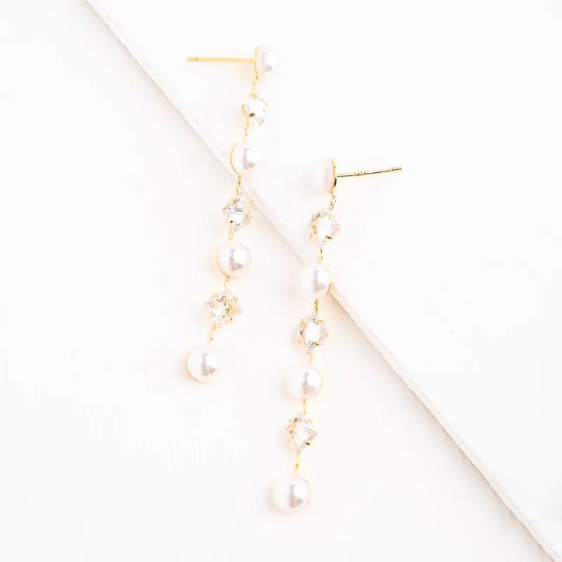 Cultured Pearl and Zircon Drop Earrings sold by Starfish Project