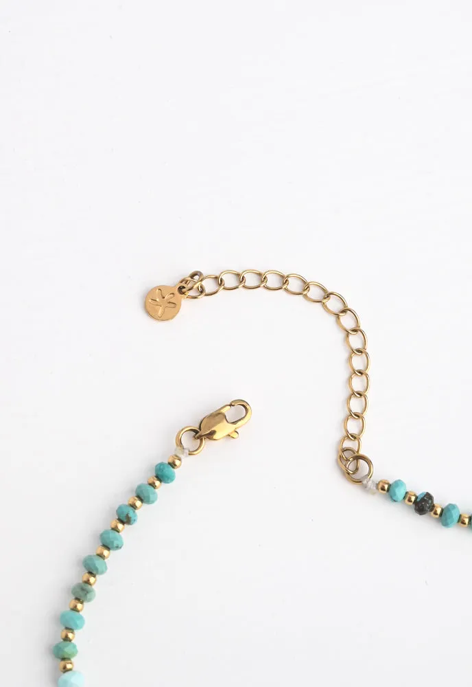 Turquoise Beaded Necklace with 4 Initial Charms sold by Starfish Project product image thumbnail 4