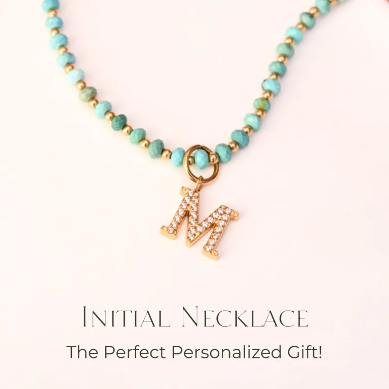 Turquoise Beaded Necklace with Initial Charm sold by Starfish Project