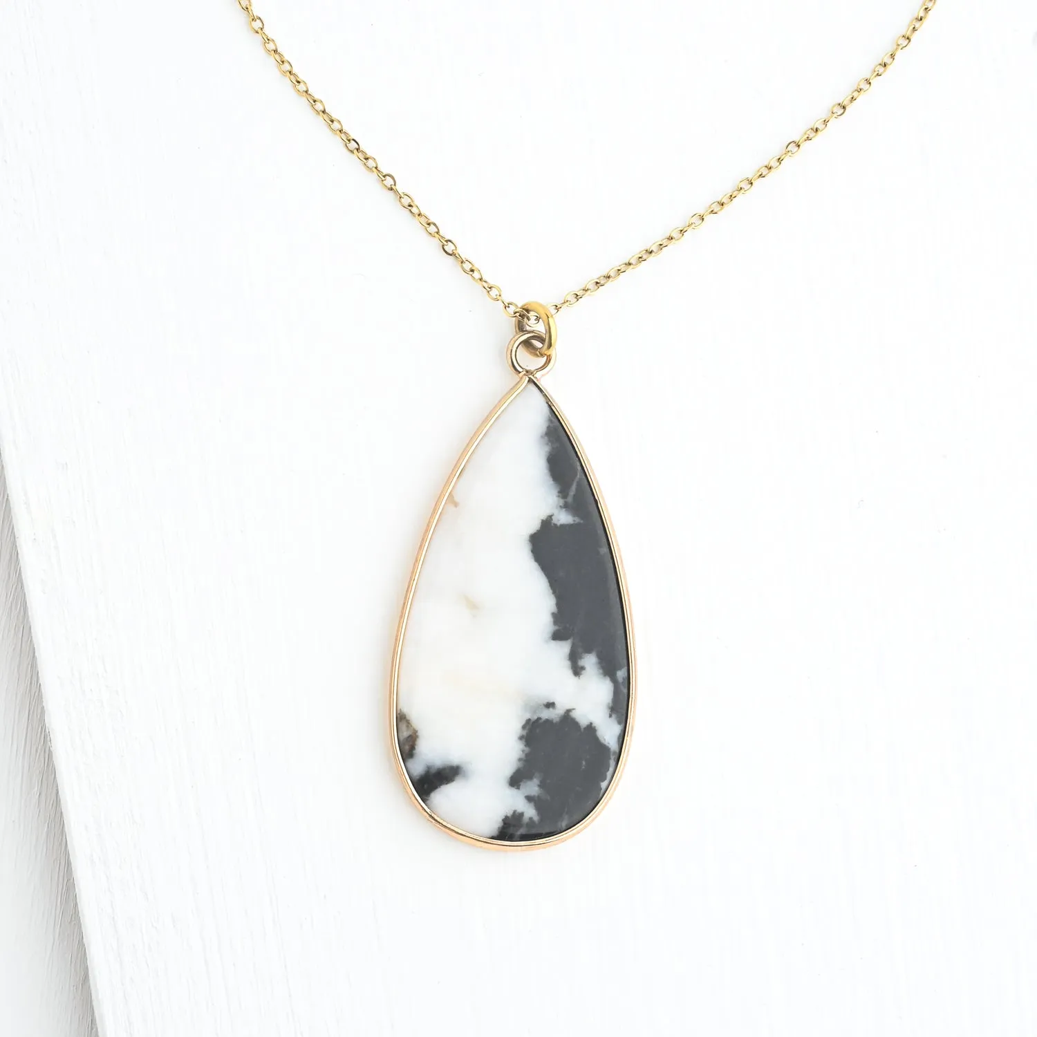 Everlasting Teardrop Necklace in Zebra Jasper Stone sold by Starfish Project