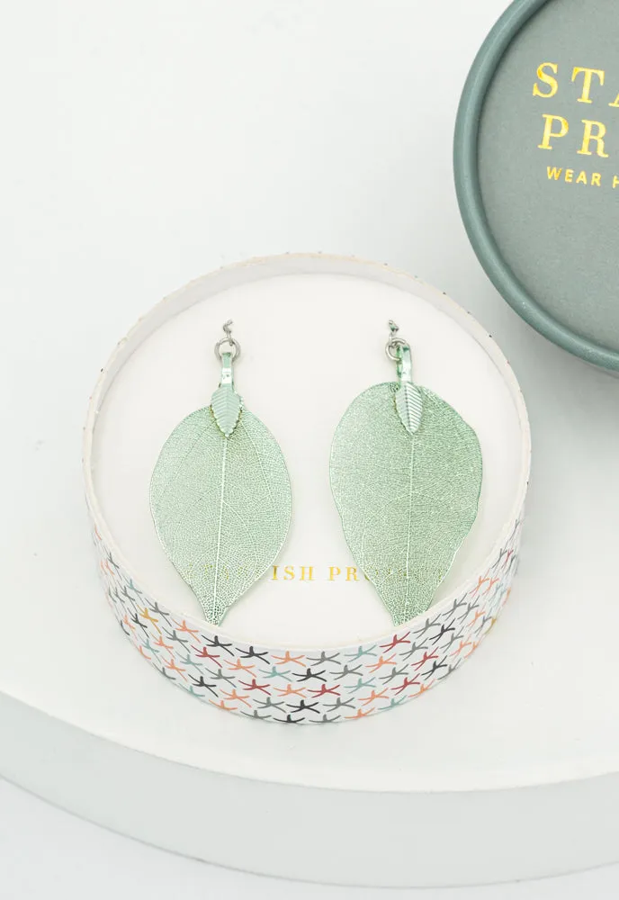 One-of-a-Kind Leaf Earrings in Moss Green sold by Starfish Project product image thumbnail 3