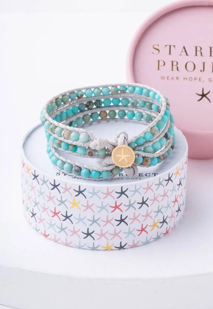 Joy Turquoise Starfish Pendant Wrap Bracelet sold by Starfish Project product image thumbnail 3