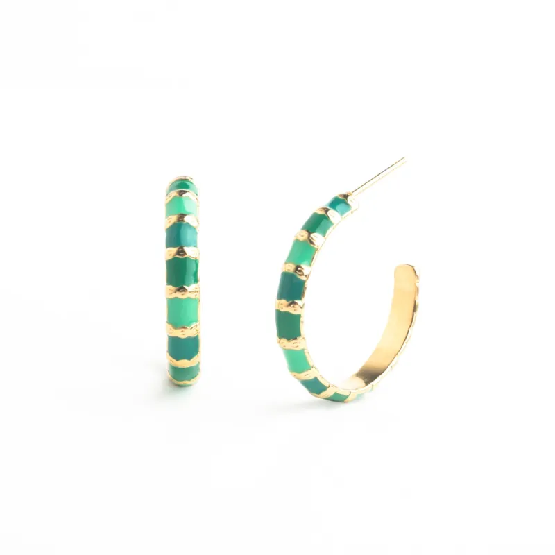 Golden Emerald Glow Hoops sold by Starfish Project