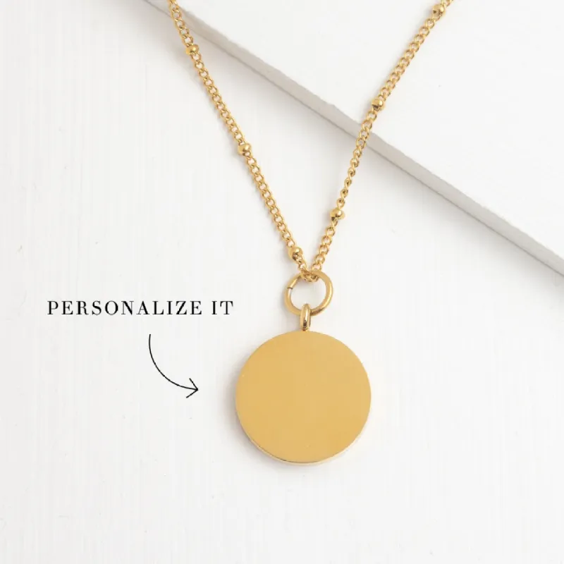 Engravable Round Pendant Gold Necklace sold by Starfish Project