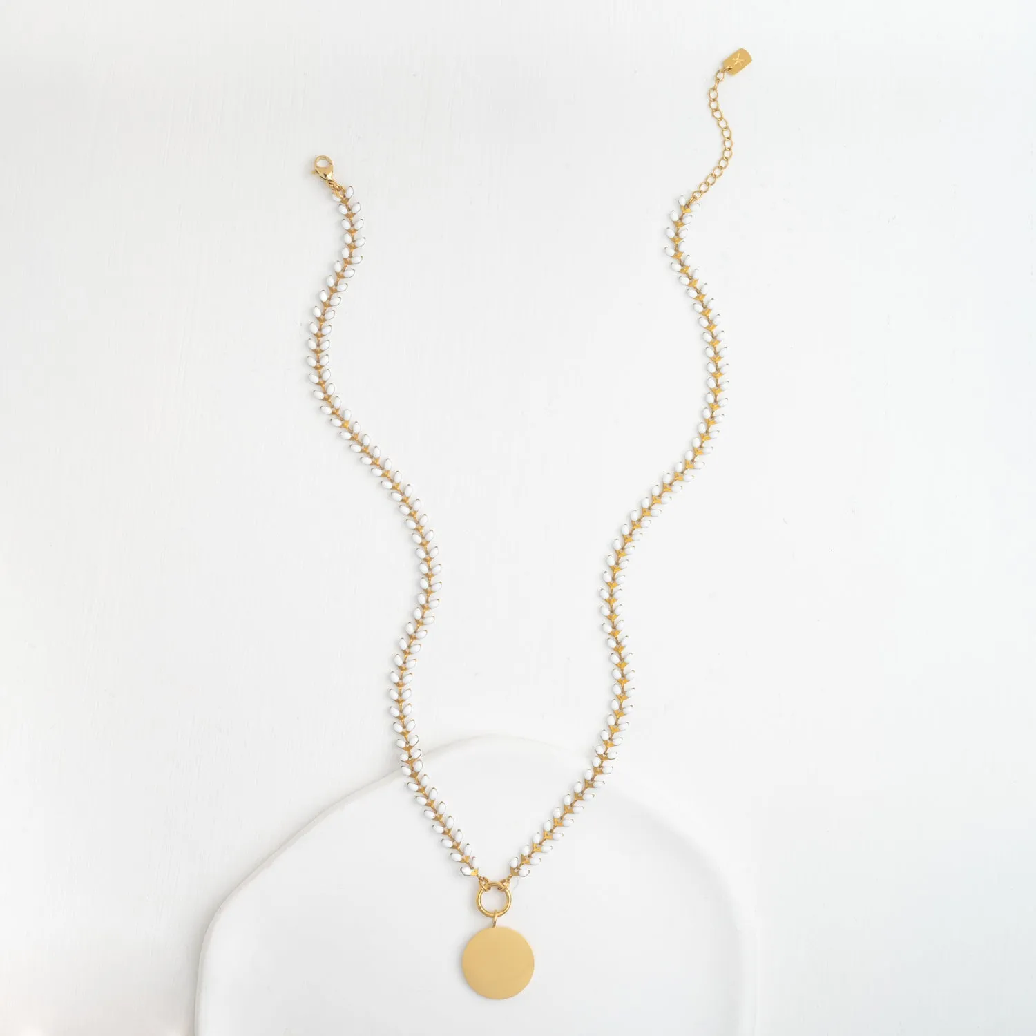 Engravable Round Pendant on Seeds of Hope Chain in Ivory sold by Starfish Project product image thumbnail 3