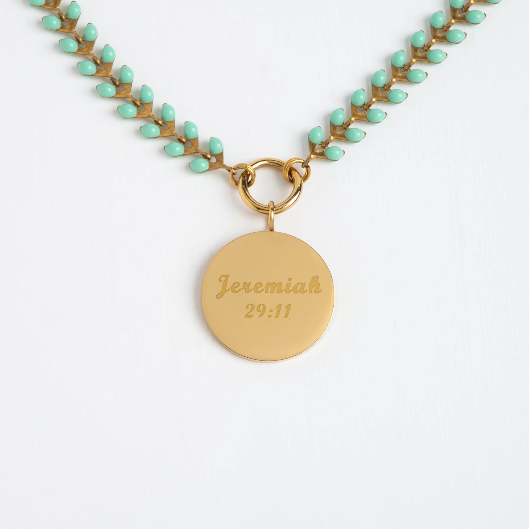 Engravable Seeds of Hope Chain in Mint with Round Pendant sold by Starfish Project product image thumbnail 2