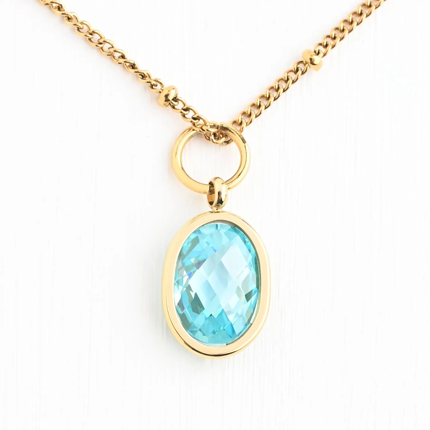 March Light Blue Birthstone Crystal Pendant sold by Starfish Project