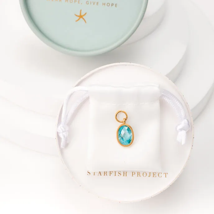March Light Blue Birthstone Crystal Pendant sold by Starfish Project product image thumbnail 3