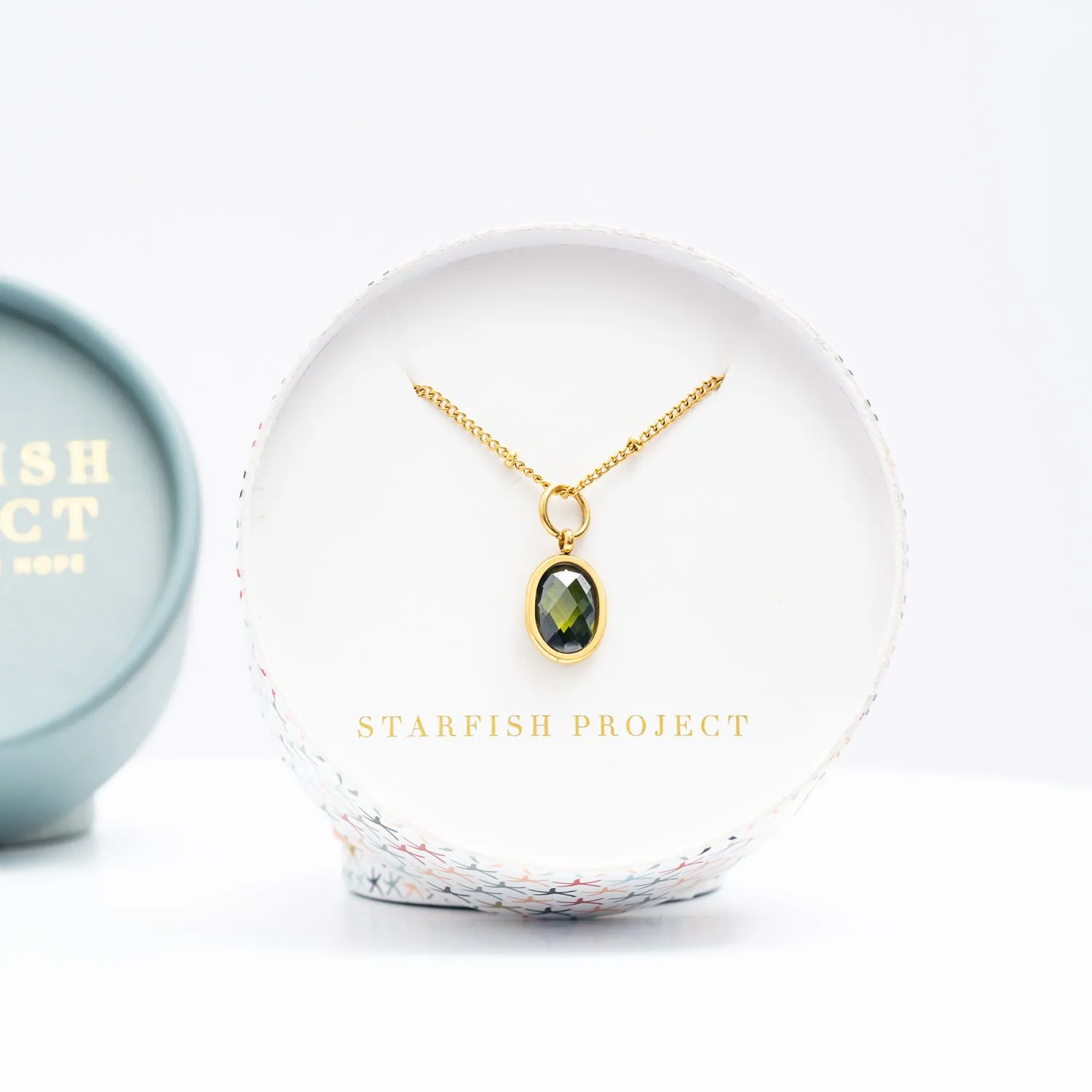 August Dark Green Birthstone Crystal Pendant sold by Starfish Project product image thumbnail 3