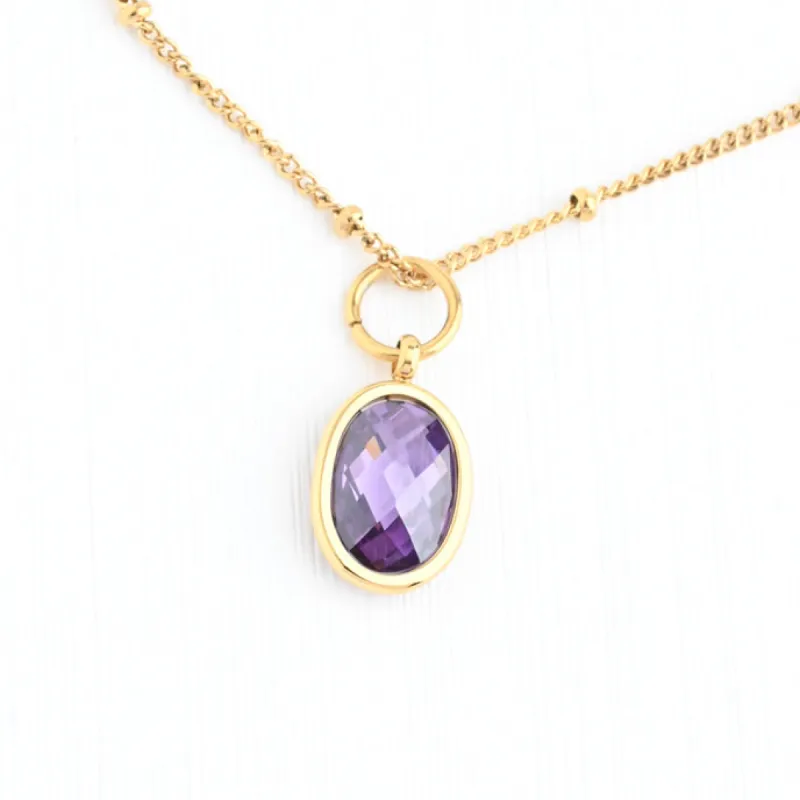 February Dark Purple Birthstone Crystal Pendant sold by Starfish Project
