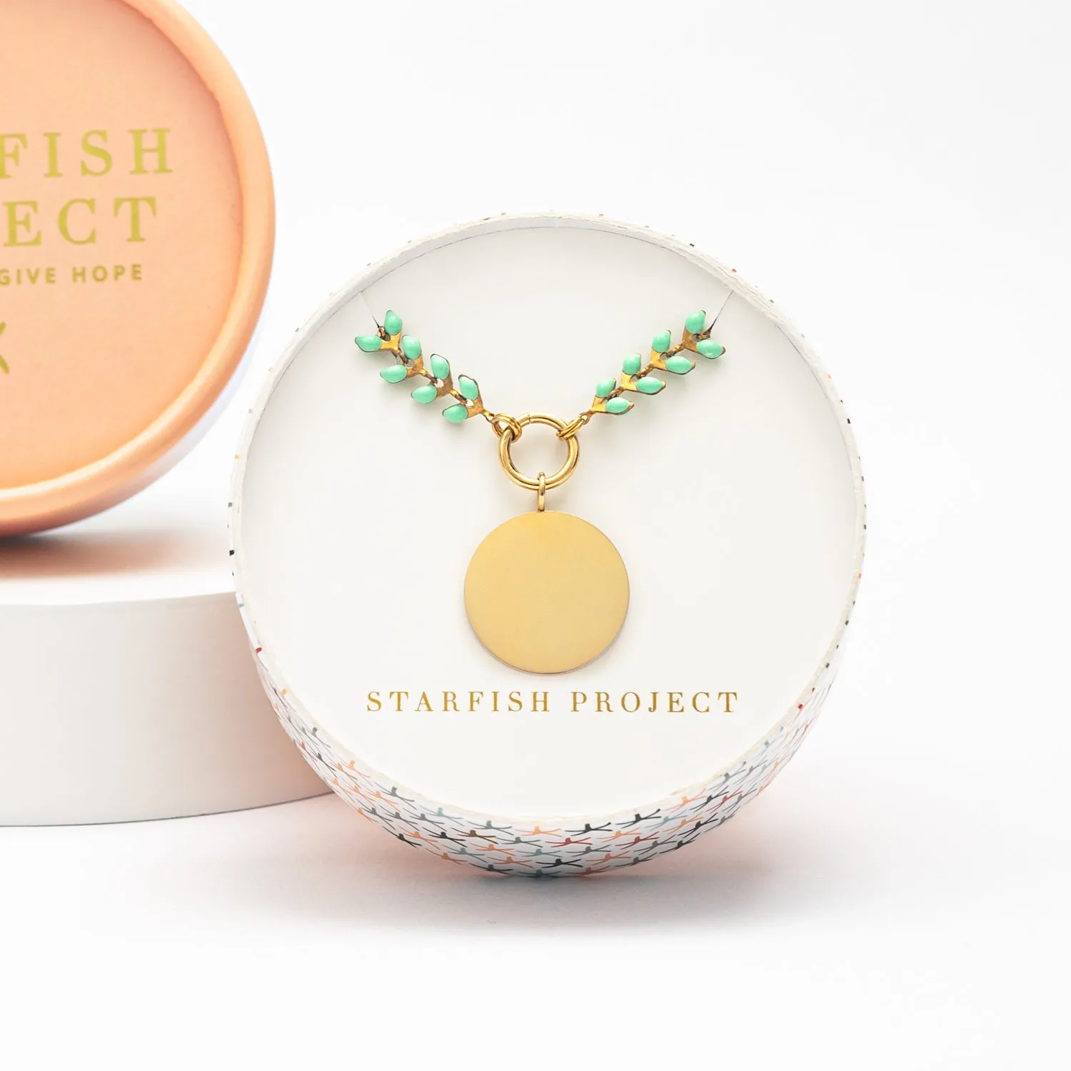 Engravable Round Pendant on Seeds of Hope Chain in Mint sold by Starfish Project product image thumbnail 5