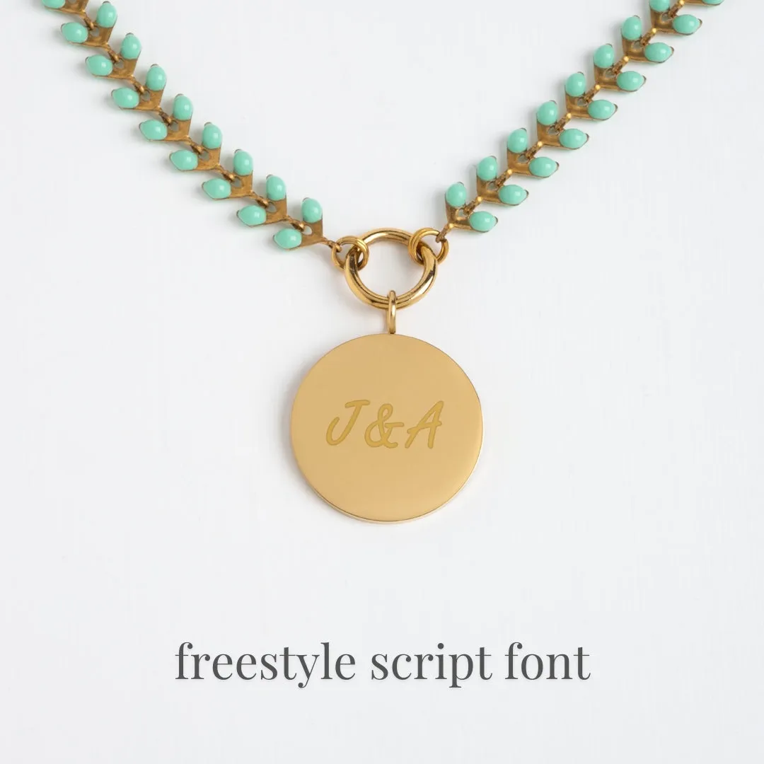 Engravable Round Pendant on Seeds of Hope Chain in Mint sold by Starfish Project product image thumbnail 2