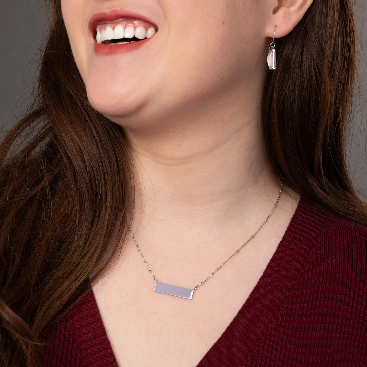 Engravable Silver Bar Necklace sold by Starfish Project product image thumbnail 3