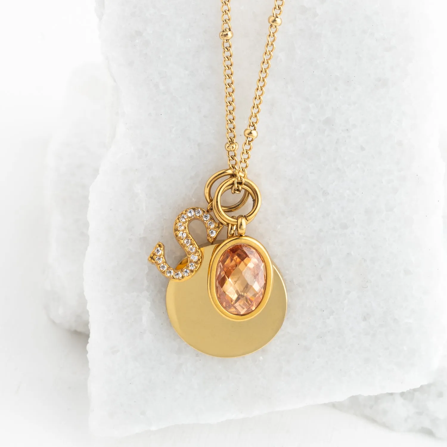 Engravable Round Pendant Gold Necklace sold by Starfish Project product image thumbnail 3