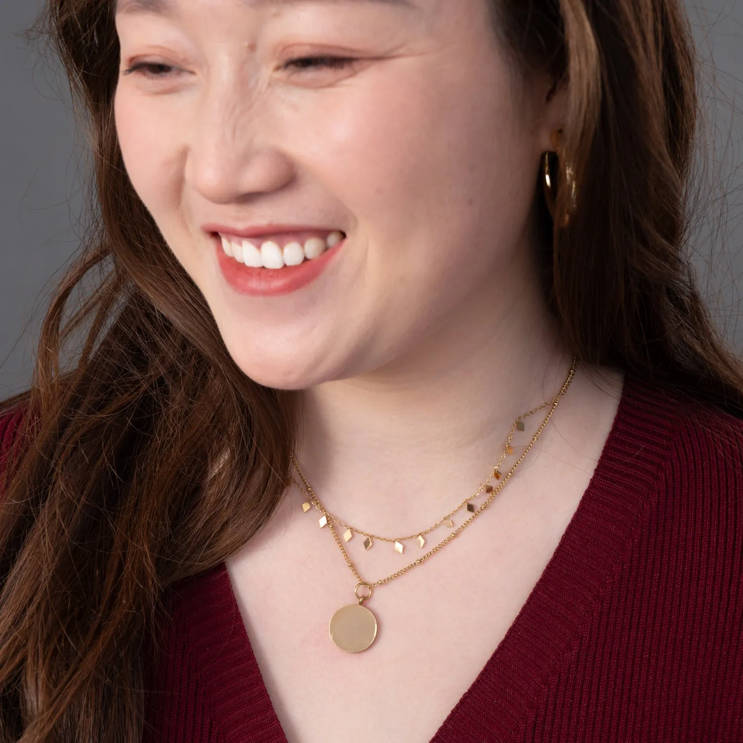 Engravable Round Pendant Gold Necklace sold by Starfish Project product image thumbnail 4