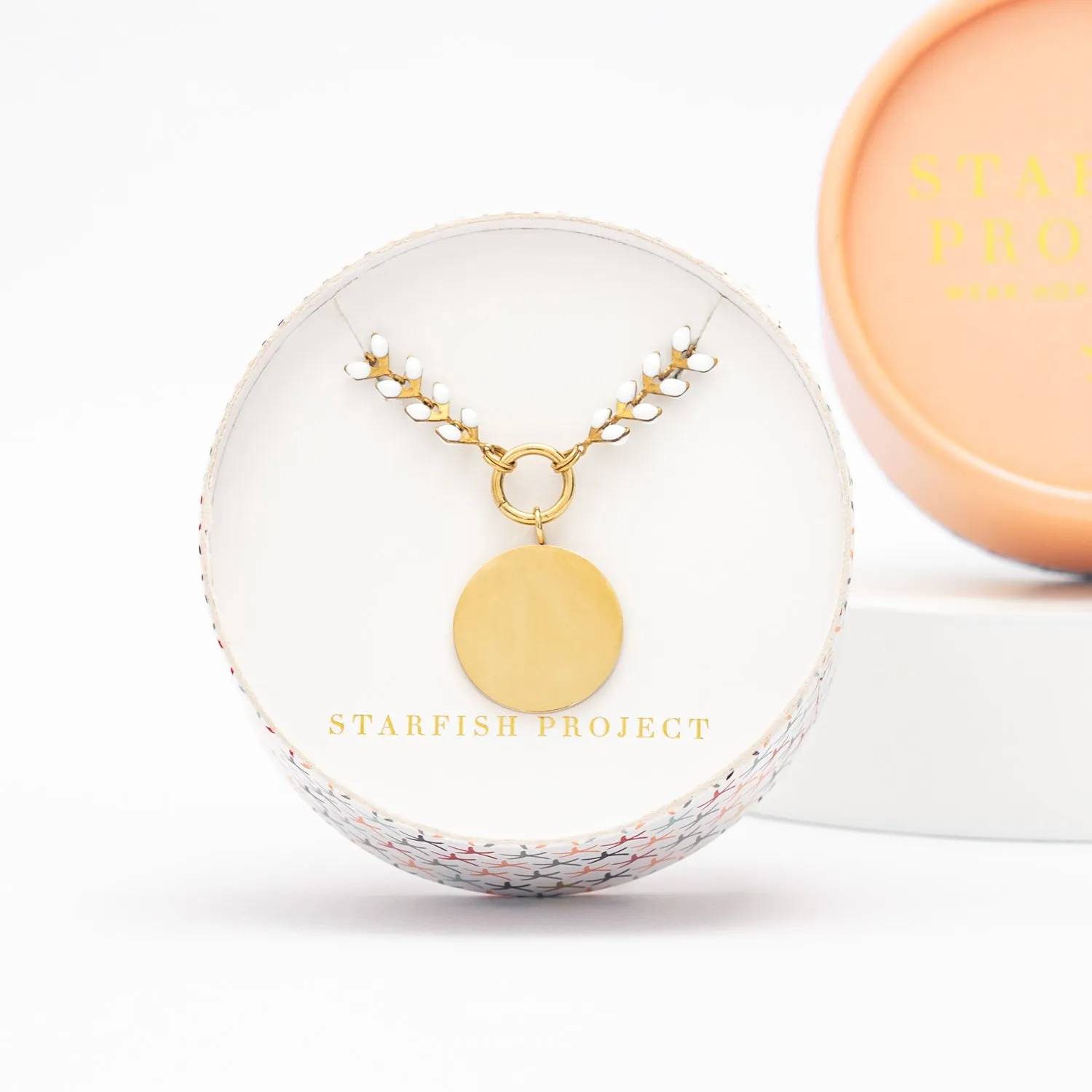 Engravable Round Pendant on Seeds of Hope Chain in Ivory sold by Starfish Project product image thumbnail 4