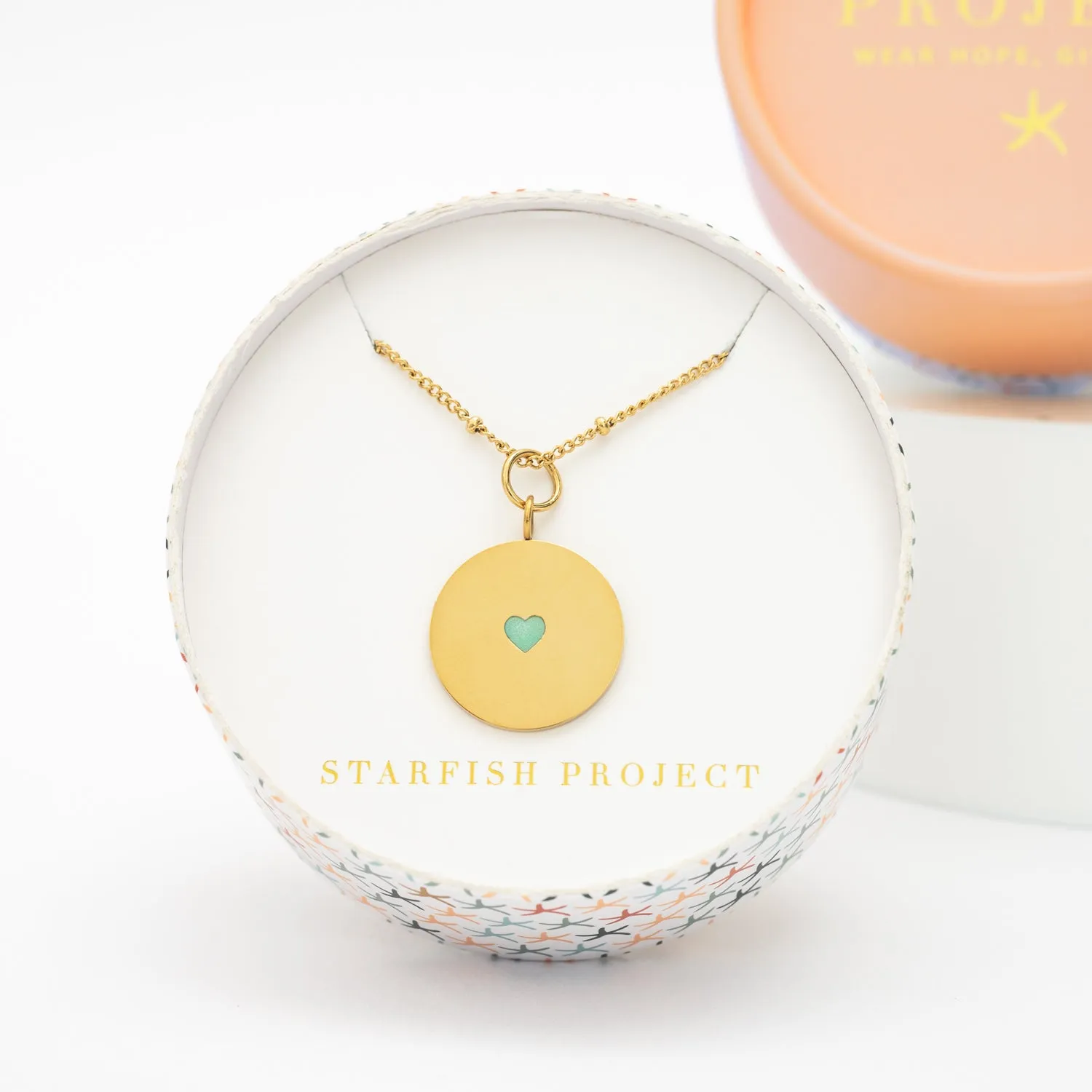 Cherished Engravable Heart Pendant with Mint Heart sold by Starfish Project product image thumbnail 3